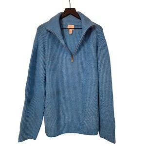 NWT St.‎ John's Bay Women's Blue Knit Quarter Zip Sweater Size 1X